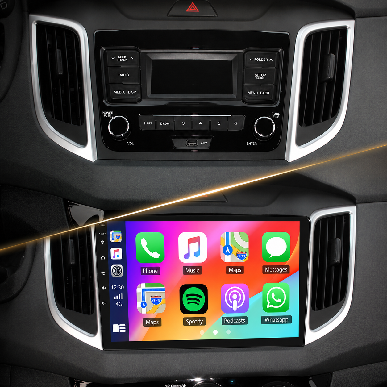 Car radio and touchscreen installation